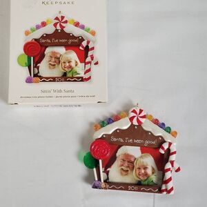 2011 Hallmark Keepsake Ornament "Sittin' With Santa" Photo Holder Frame – Ginger